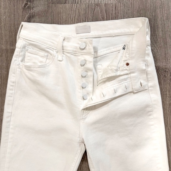 MOTHER The Tripper Ankle Fray Jeans in White Unfairest of Them All Jeans Size 27 - Picture 7 of 16